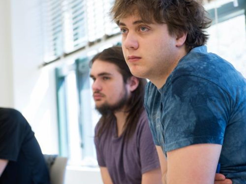 Students in classroom listening to lecture