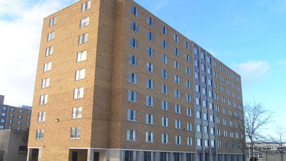 Funnelle Hall in winter. 