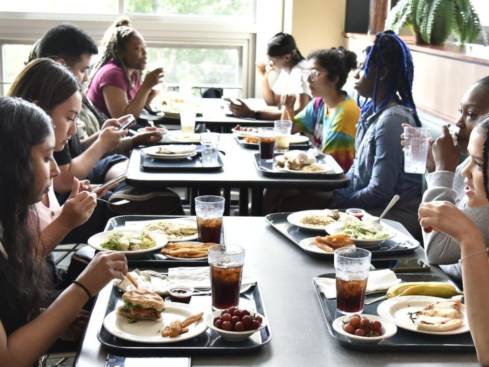 Students sitting at dining hall
