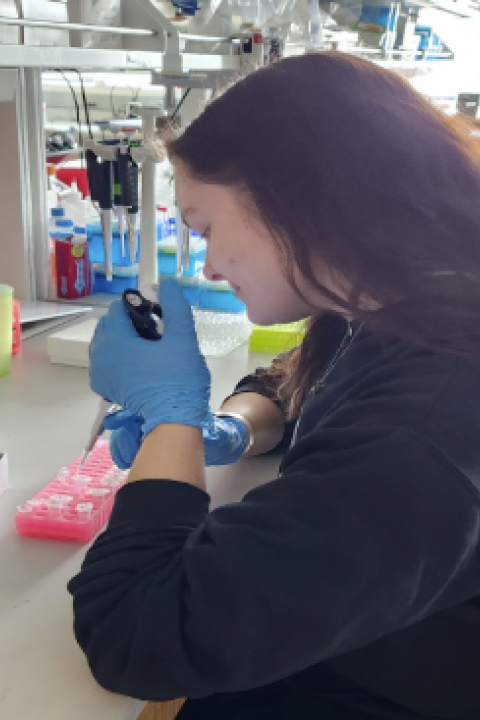 Anica Sampson in the lab