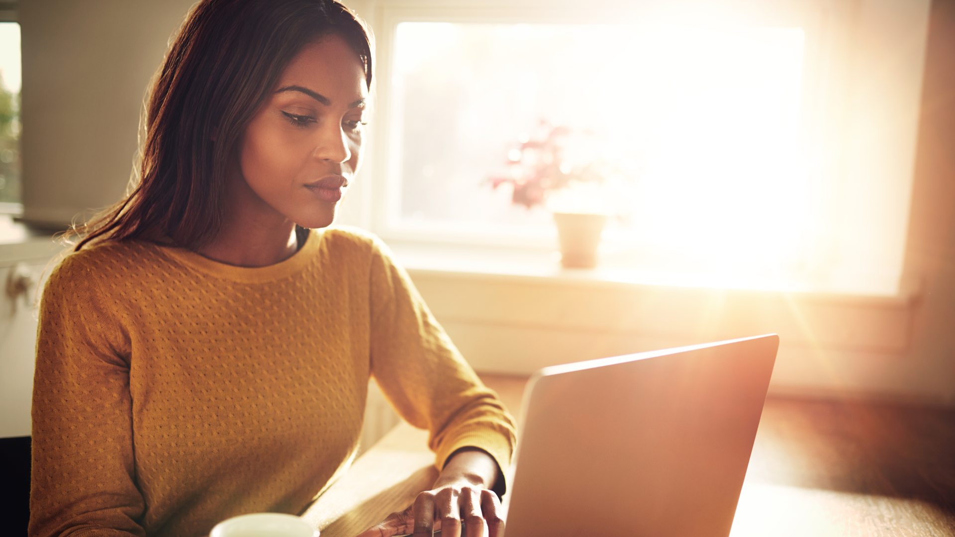 A woman at a laptop