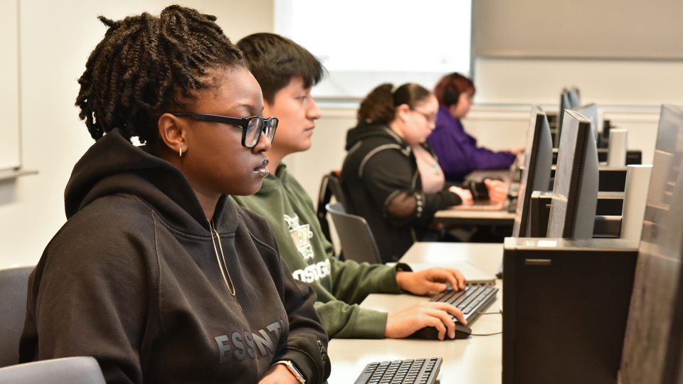 Computer Science students at work in the lab.