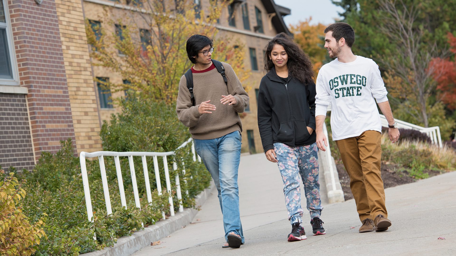 Students stroll from Johnson Hall