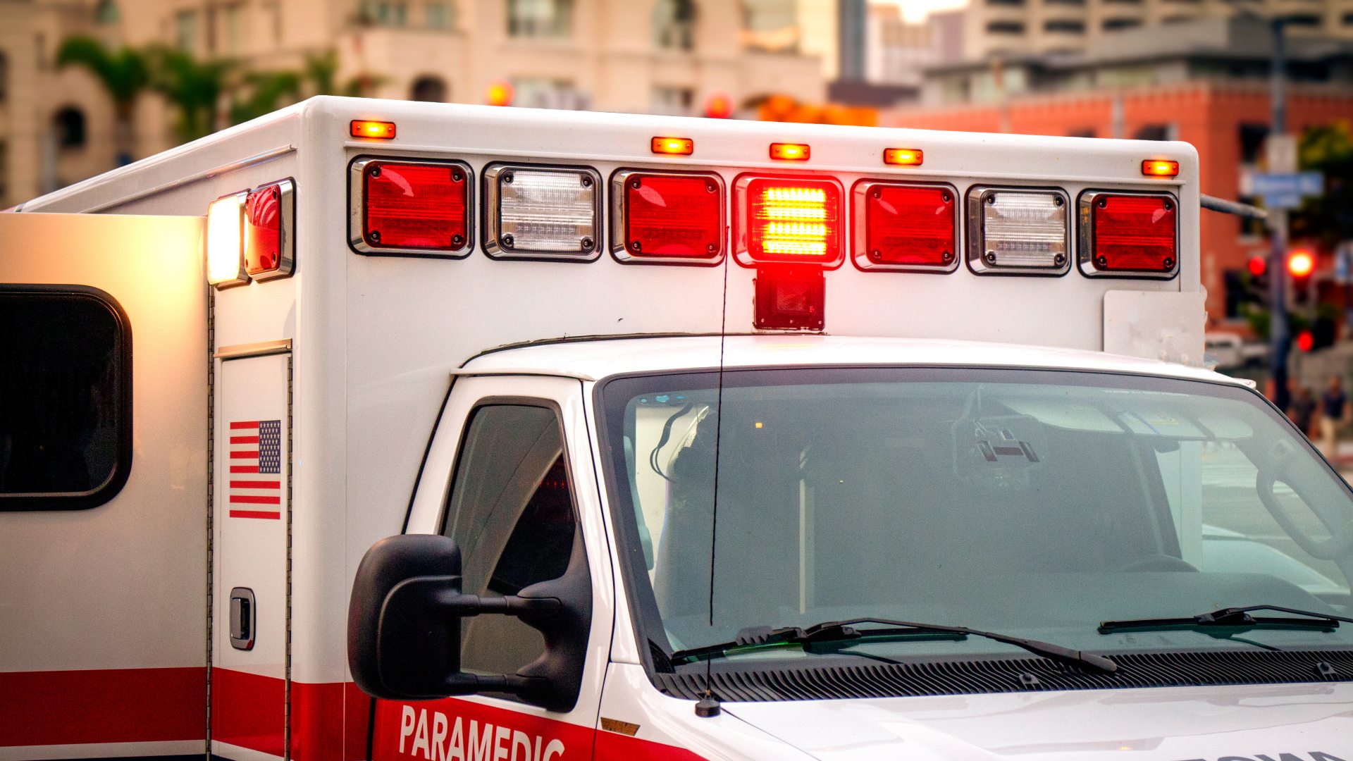 close up of an ambulance lights?