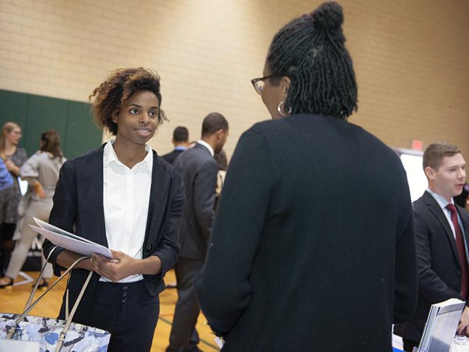 Students at a job career fair