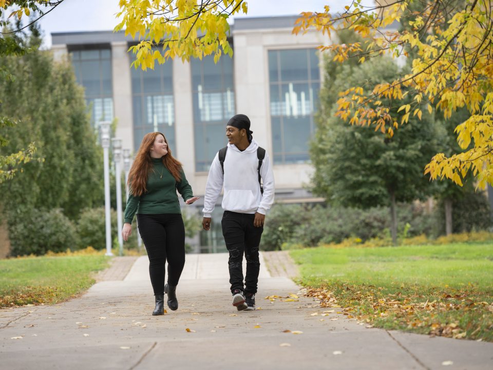 Students enjoy a crisp fall day