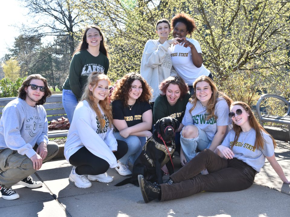 students in a group admitted student day