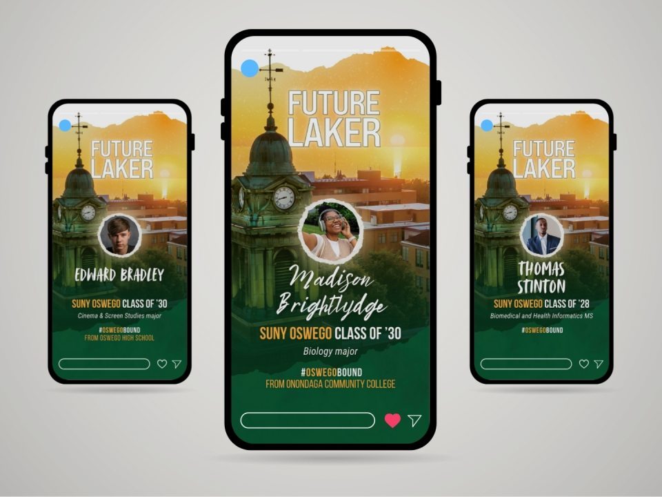 Phones with Social post for New Oswego Students