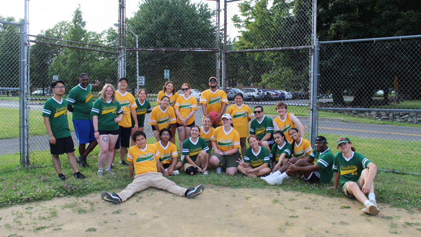2024 Summer Staff in front of home plate after playing Kickball