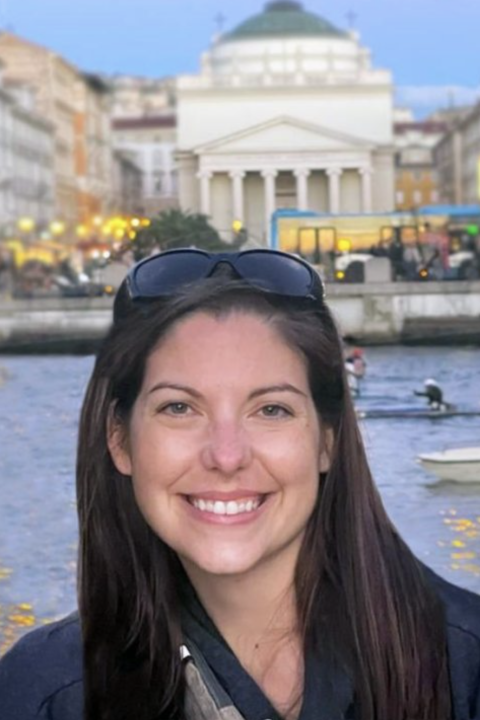 head shot of Shirley Retz with Italian building in background