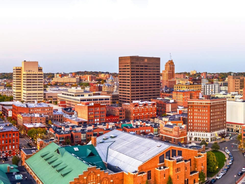 Drone shot of Syracuse