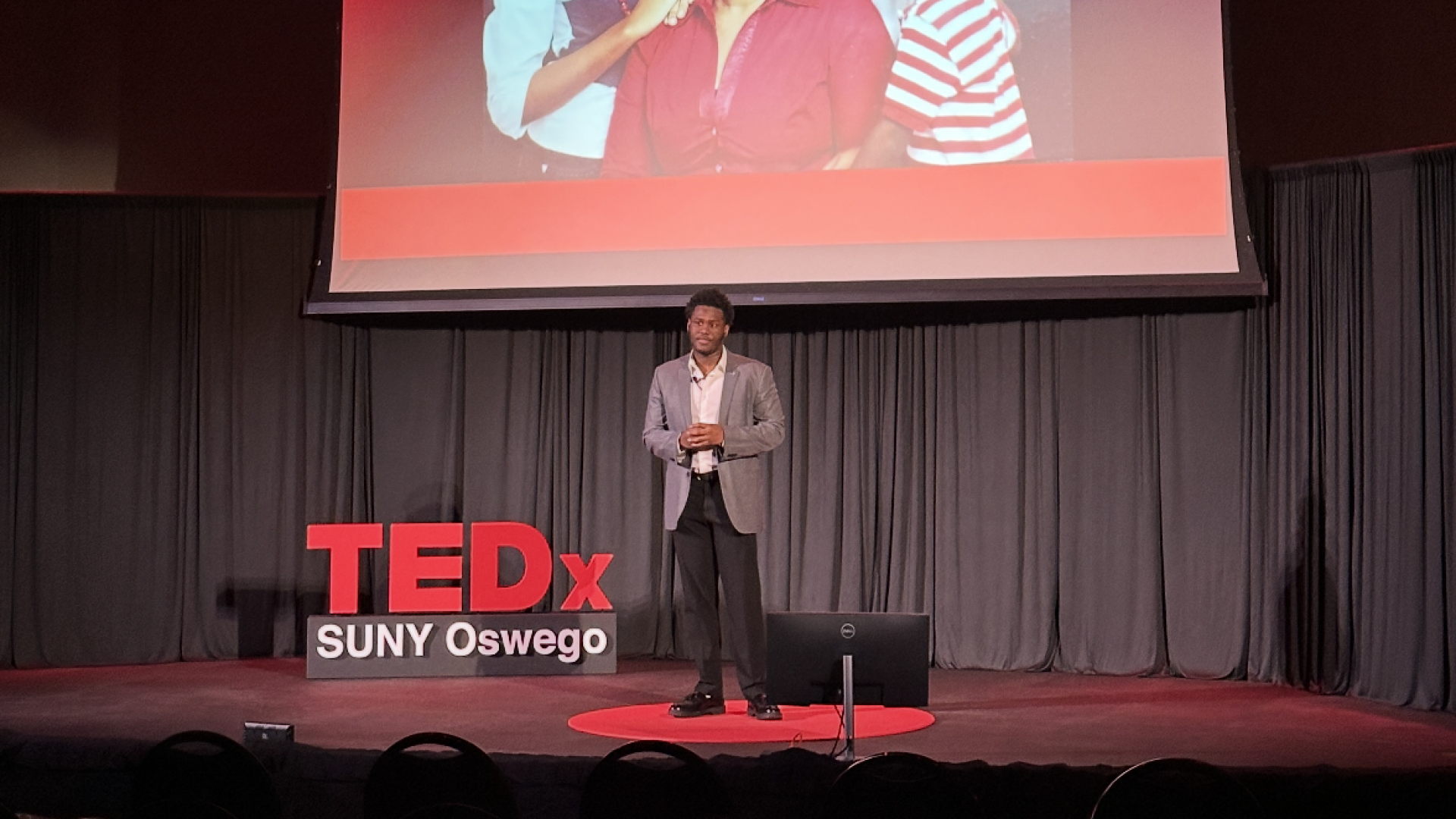 Aiden Wilson on the TEDx SUNY Oswego stage