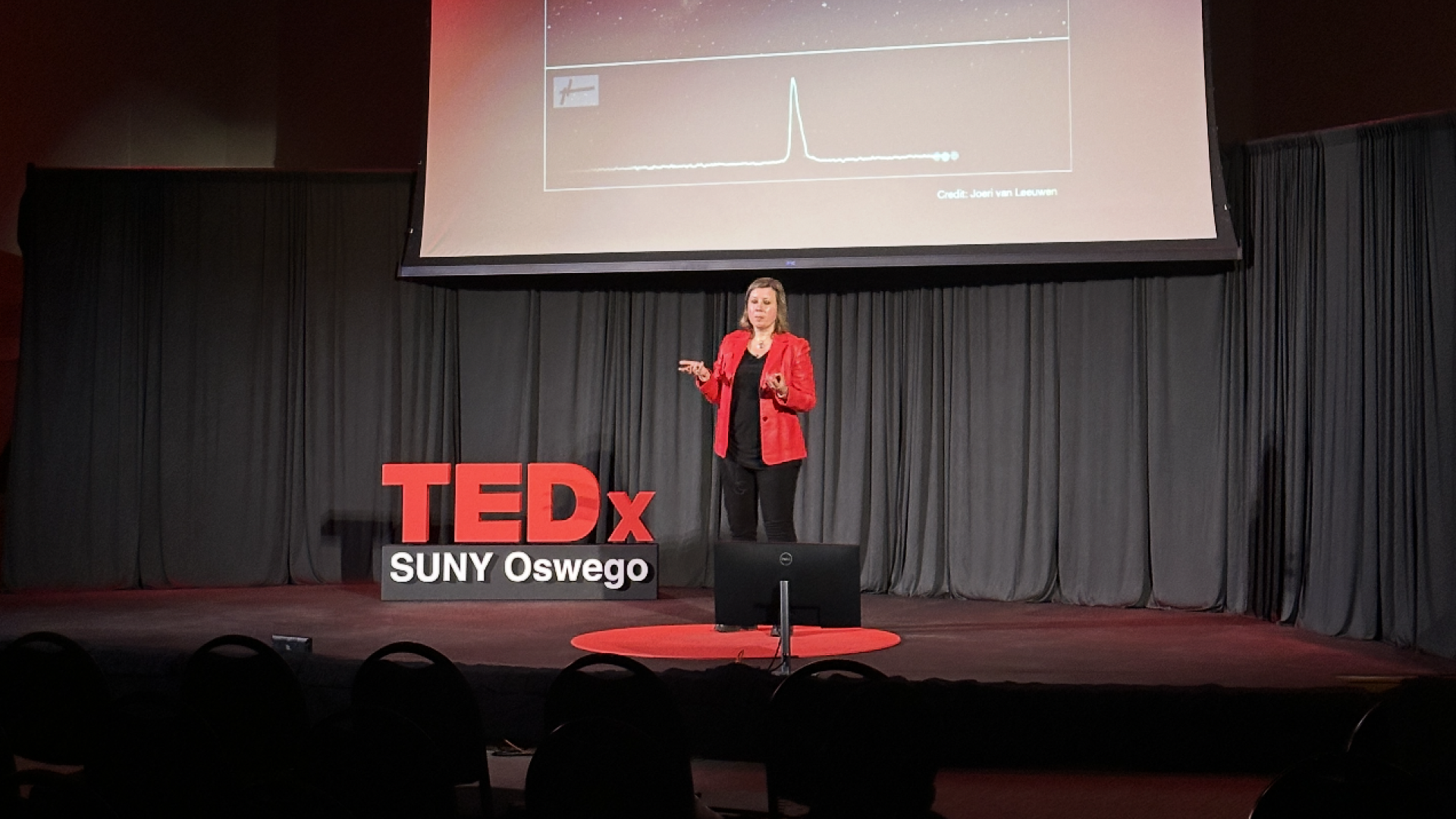 Dr. Natali Lewandowska on the TEDx SUNY Oswego stage