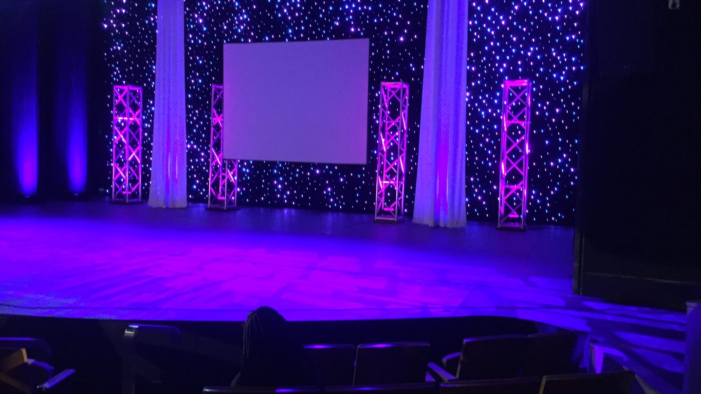 Charlotte Waterman Theatre stage with lights