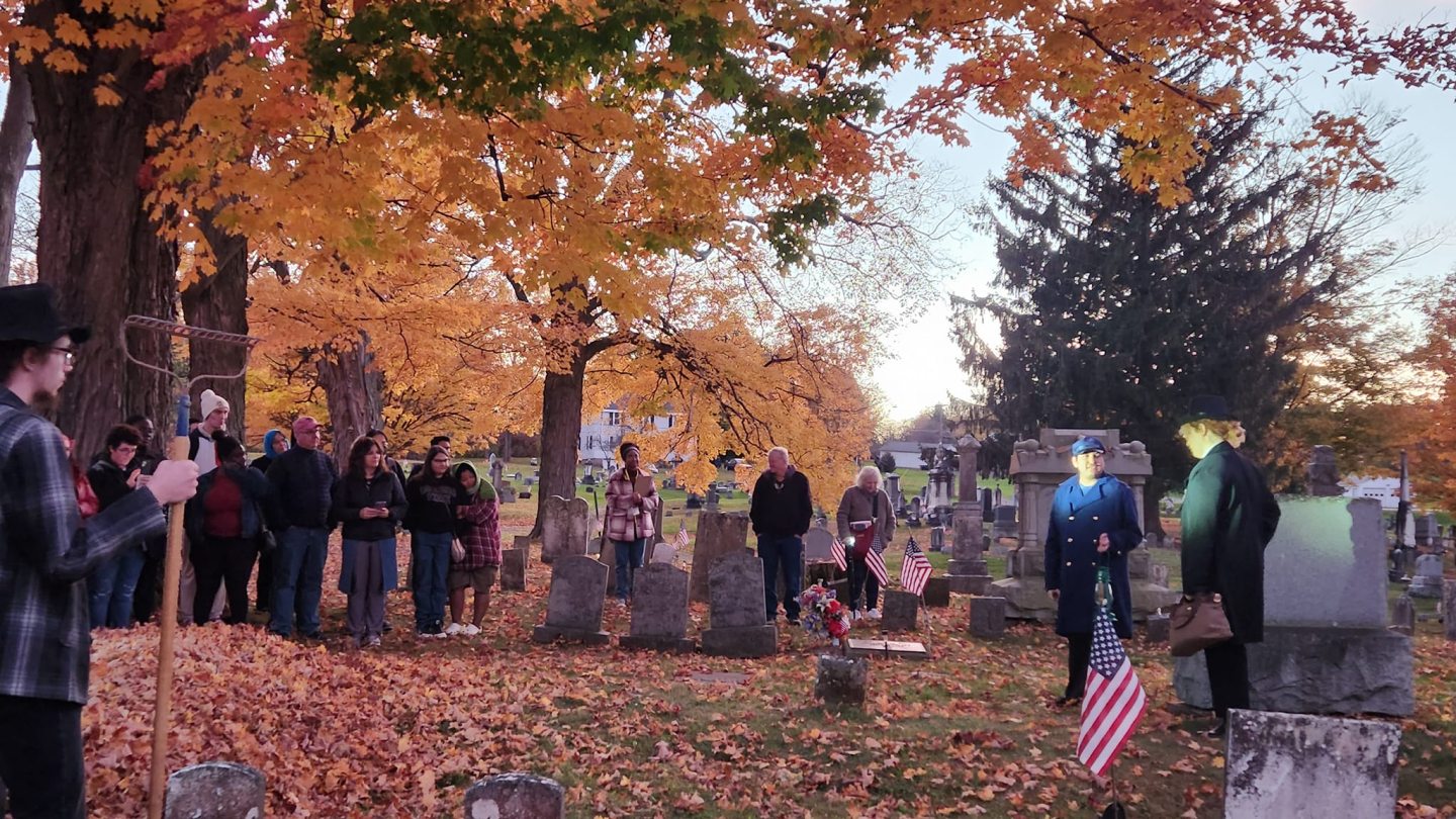 People in cemetery