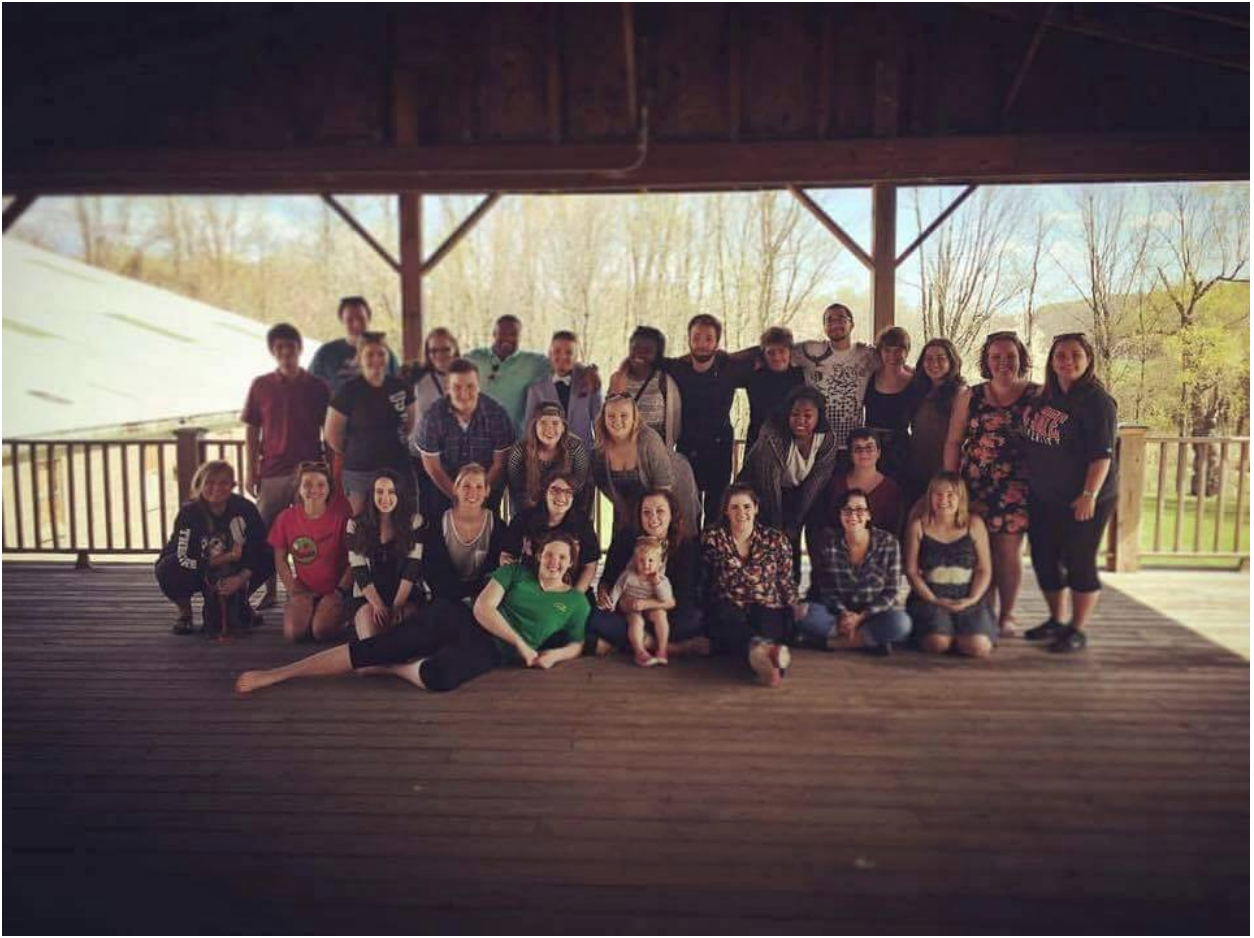 a large group of students from Blackfrairs gather together for a group photo