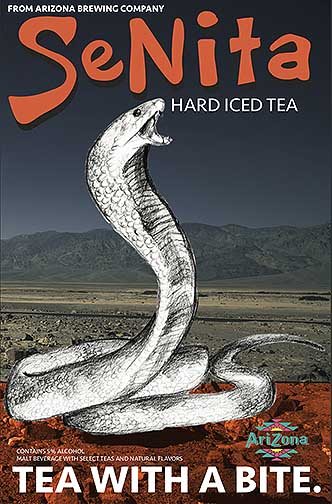 Snake centering a desert landscape in this promotional poster.