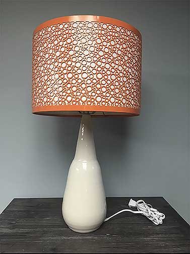 This 70&#039;s lamp was thrown on the wheel using porcelain clay. It has a unique shape and the color allows for any type of shade an individual might like. Oh and this one works too!!