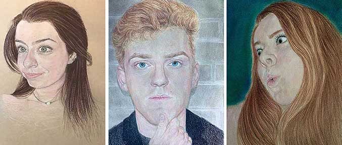 A series of three portraits.