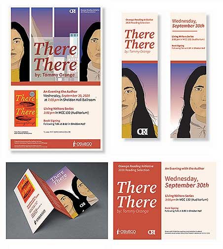 Oswego Reading Initiative Campaign materials including Poster, Brochure, Bookmark, and Digital Signage