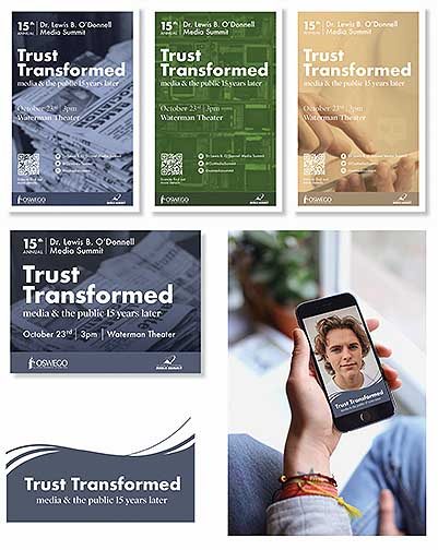 Dr. Lewis B. O’Donnell Media Summit campaign materials including posters, digital signage, and social media assets.