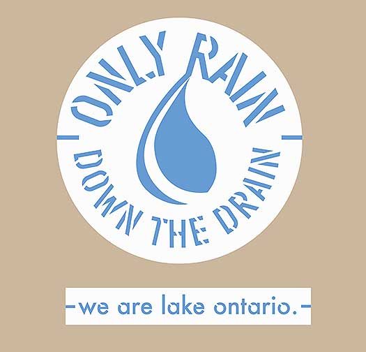 A stencil saying “only rain down the drain” to be spray painted around campus.