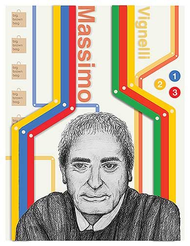 This is part of a three-part poster series meant to praise the graphic designers that influence my work. This poster is praising Massimo Vignelli and his work on the subway maps as well as the big brown bag.