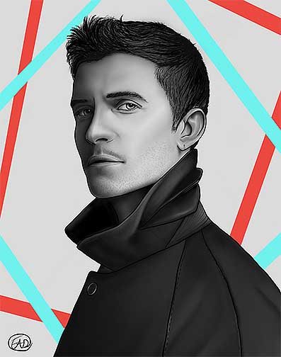 This is a portrait of Orlando Bloom created in Procreate. This exercise was a way for me to introduce myself to Procreate as well as to digital portraiture.