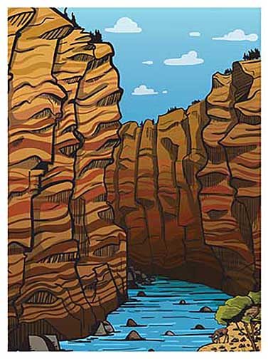  Zion National Park Illustration, the image is an illustration of one of the sights on the park.