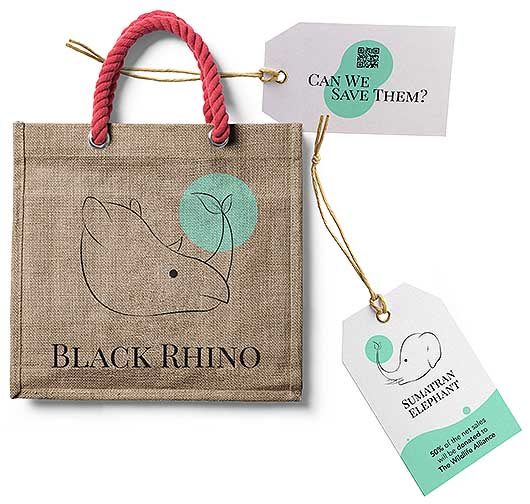 A tote bag and tags printed for the Can We Save Them Campaign.