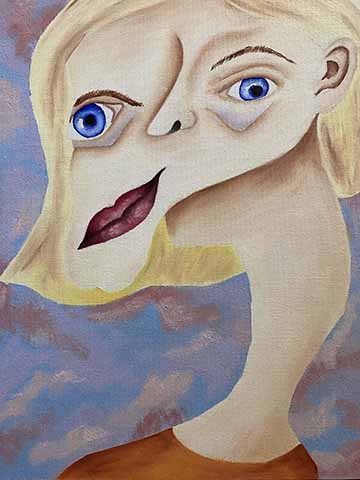 Distorted portrait of a blonde woman 