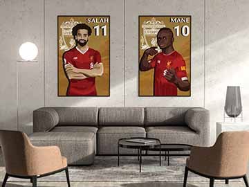 Player name: Sadio Manne (10), Mohamed Salah (11) Soccer player poster for soccer fans.