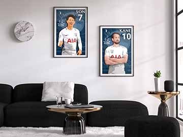 Player name: Harry Kane (10), Heugmin Son(7) Soccer player poster for soccer fans.